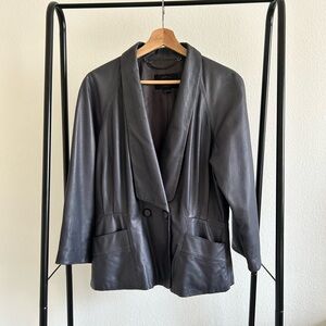 French Connection Genuine Leather Blazer Jacket Womens 10 Double Breasted